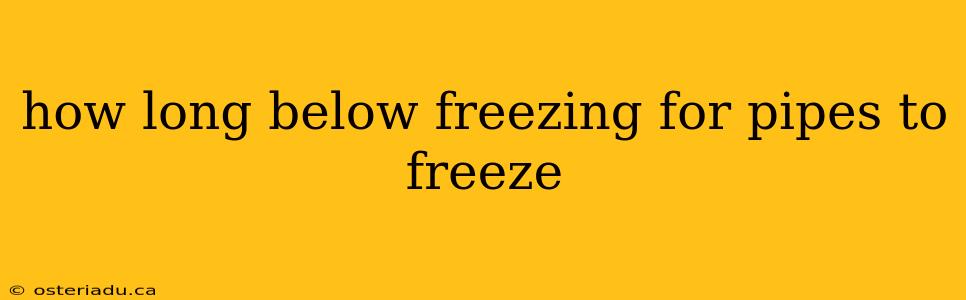 how long below freezing for pipes to freeze