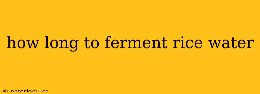 how long to ferment rice water