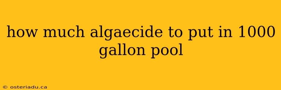 how much algaecide to put in 1000 gallon pool