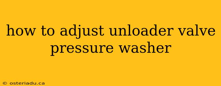 how to adjust unloader valve pressure washer