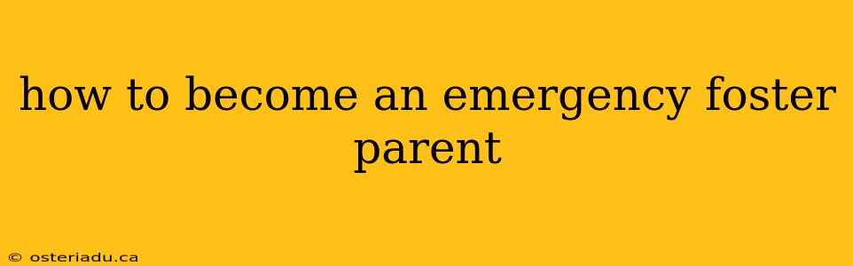 how to become an emergency foster parent