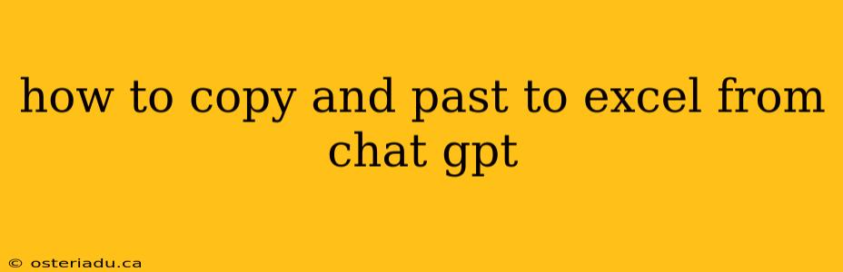 how to copy and past to excel from chat gpt