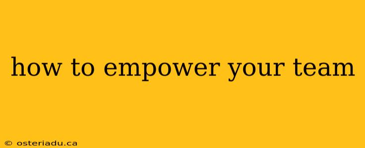 how to empower your team