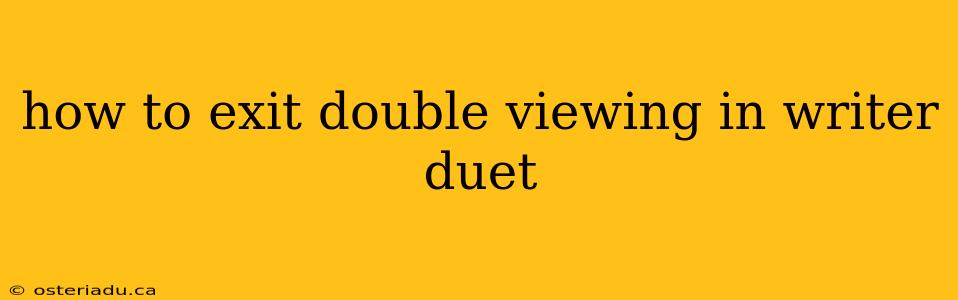 how to exit double viewing in writer duet