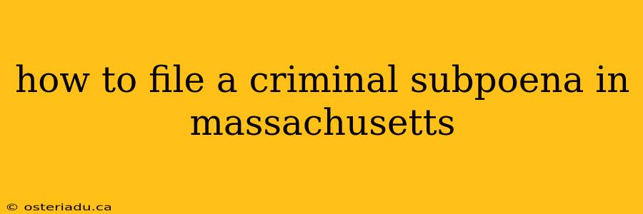 how to file a criminal subpoena in massachusetts