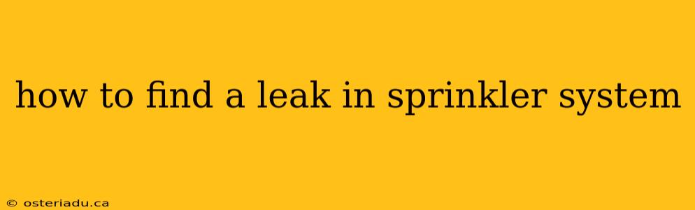 how to find a leak in sprinkler system