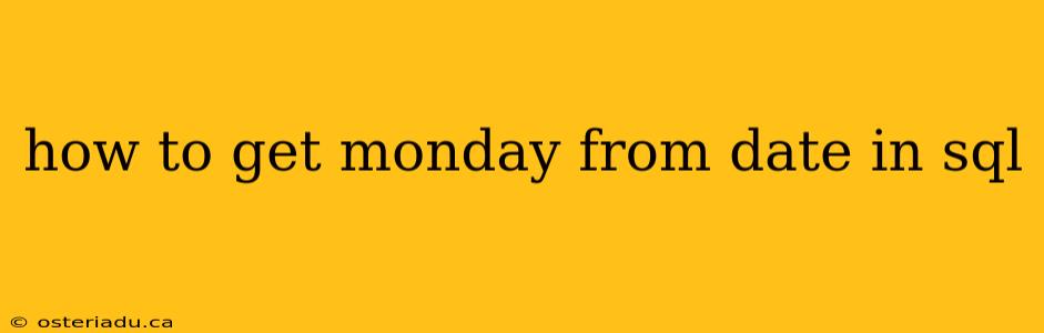 how to get monday from date in sql