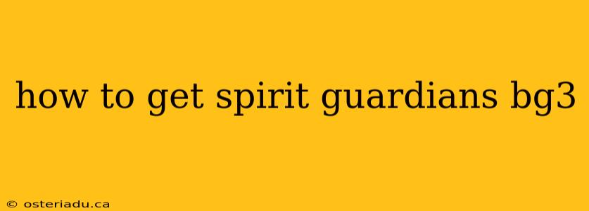 how to get spirit guardians bg3