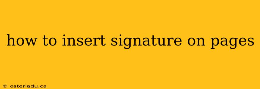 how to insert signature on pages