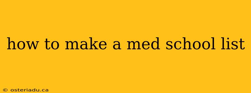 how to make a med school list