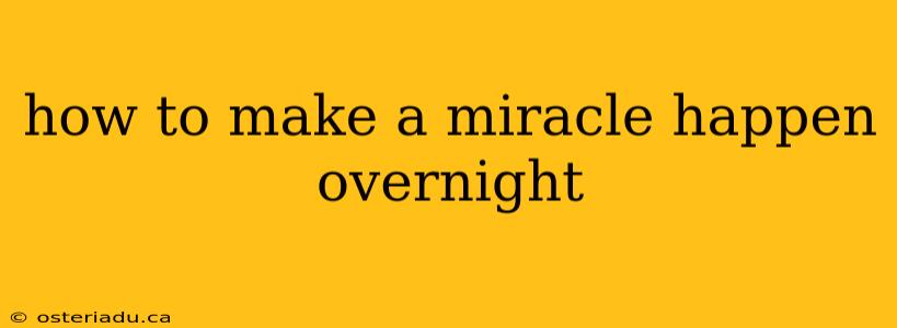 how to make a miracle happen overnight