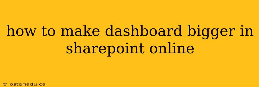 how to make dashboard bigger in sharepoint online