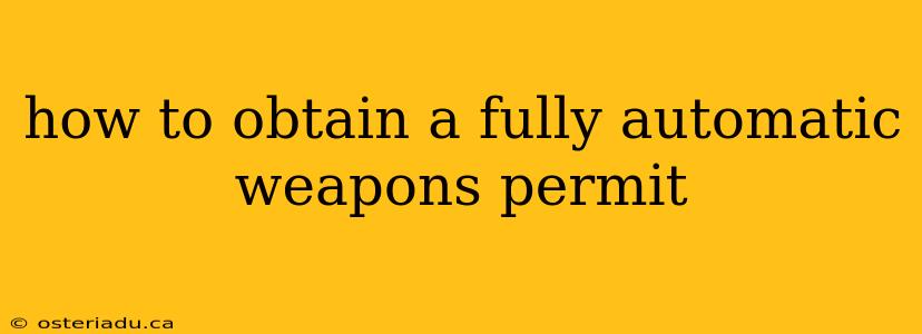 how to obtain a fully automatic weapons permit