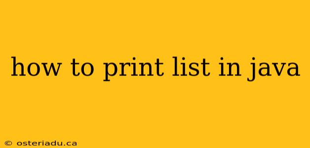 how to print list in java