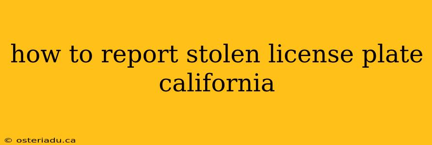 how to report stolen license plate california