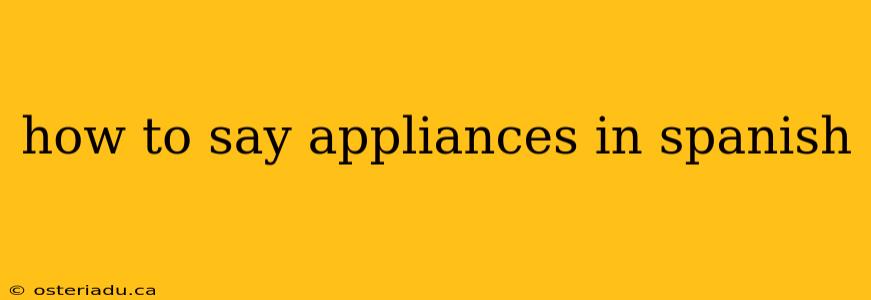 how to say appliances in spanish