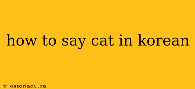 how to say cat in korean