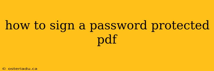 how to sign a password protected pdf