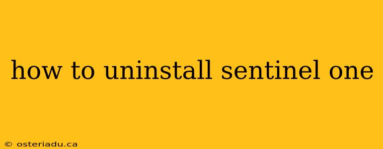 how to uninstall sentinel one