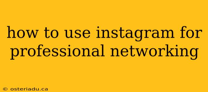 how to use instagram for professional networking