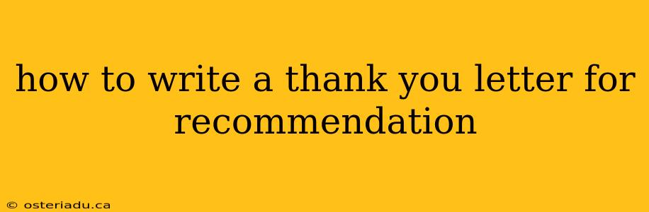 how to write a thank you letter for recommendation